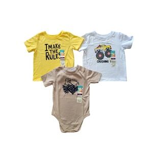 New Garanimals Baby Boy 12 Month T Shirts Lot Monster Truck Trouble Dinosaur Nwt